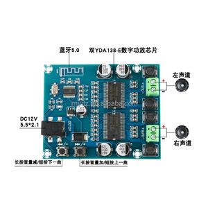 Módulo de placa amplificadora Digital Bluetooth 5,0, altavoz de clase D de un solo canal de 60W, placa amplificadora de potencia de Audio y sonido, DC8-24V