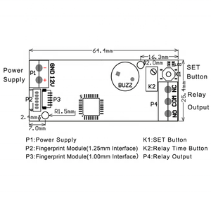K202 R503DC12V低消費電力指紋制御ボードR503指紋モジュール - Product Image 4