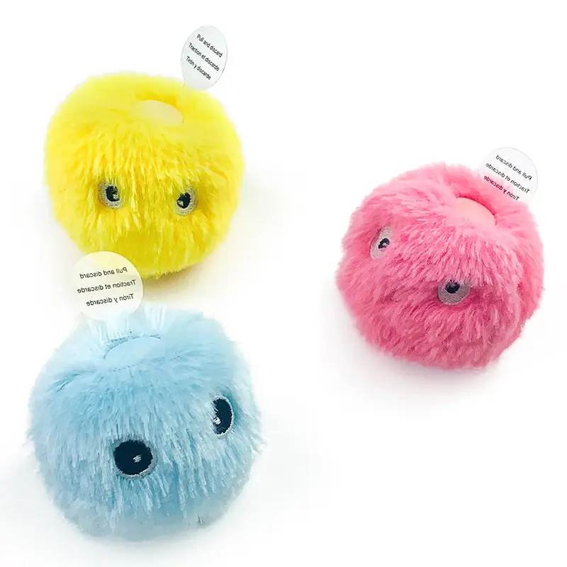 Factory Direct Sale Hot Selling Funny Automatic 3 Lifelike Animals Sound Toy Eco Fluffy Plush Interactive Cat Ball Toys