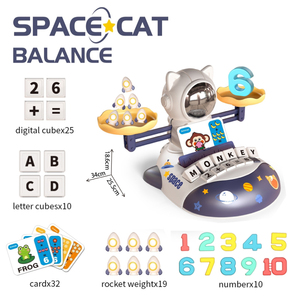 May Mắn Đồ Chơi Montessori Giáo Dục Đồ Chơi Không Gian Mèo Cân Bằng Toán Học Trò Chơi Quy Mô Đếm Đồ Chơi Với Flash Card Thư Cube - Product Image 2