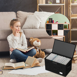 Yüksek kaliteli istiflenebilir büyük siyah katlanabilir çizgi roman saklama kutusu kapaklı ve kolu ile - Product Image 5