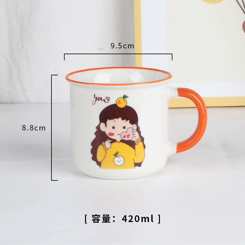 Poignée orange avec imprimé fille de dessin animé