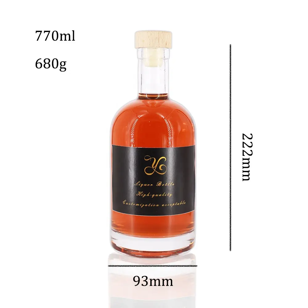 Bouteille en verre de vin en vrac vide de 750ml pour le fabricant de liqueur/whisky/rhum