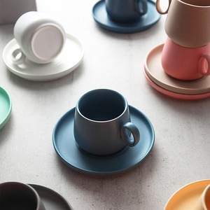 GZYSL Factory Custom logo Matte Frosted Colorful Colors Ceramic Coffee &amp; Tea <strong>Cup</strong>&amp;Saucer 250ml Espresso <strong>Cup</strong> Used for Office Home - Product Image 4