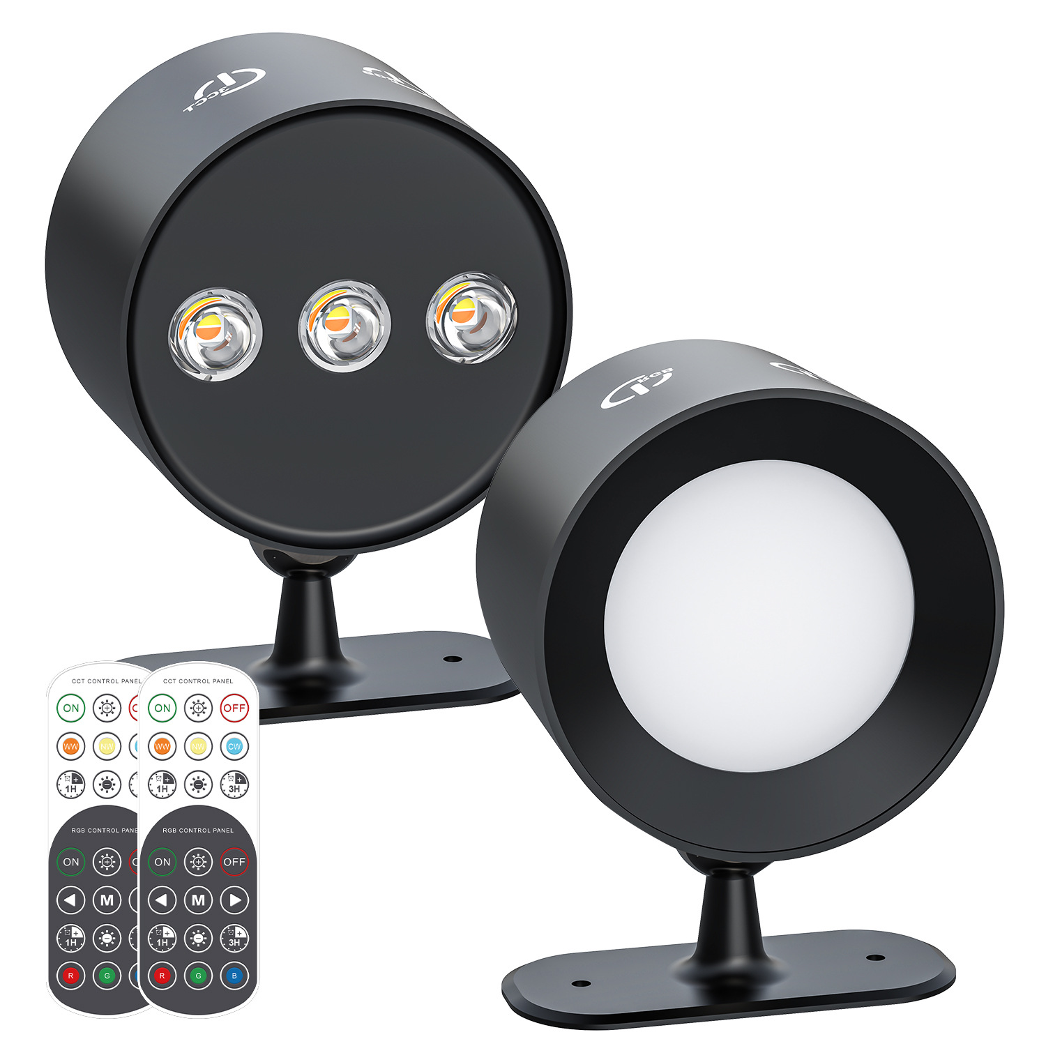 negro - 3 led - paquete de 2