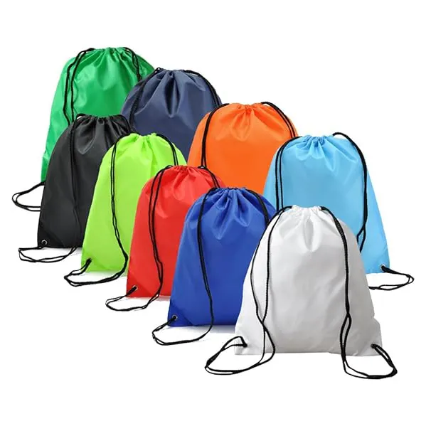 Goedkope Gym Voetbal Basketbal Familie Reizen Organisator Nylon Rugzak Opvouwbare Sport Drawstring Tas Lichtblauw