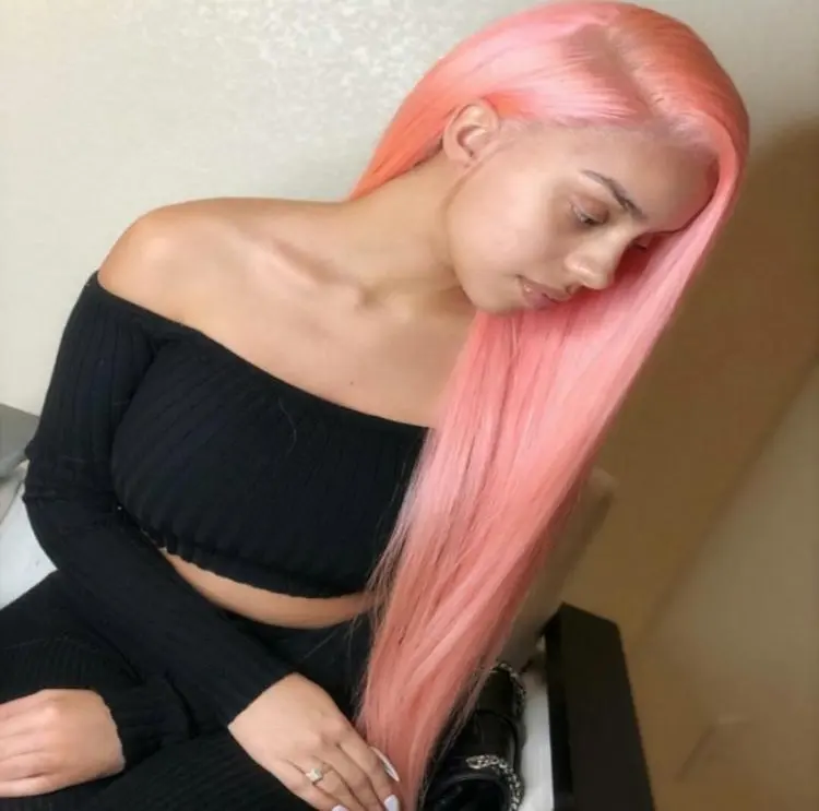 Grosir bundel jalinan rambut manusia Brasil tingkat 12A perpanjangan rambut manusia Virgin kutikula warna merah muda