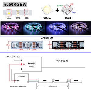 12V LED 5050 akıllı RGB W işık Bar seti 5m 300LEDs Wifi RGBW karartıcı kontrol cihazı kablosuz APP uzaktan beyaz ışık ses kontrolü - Product Image 4