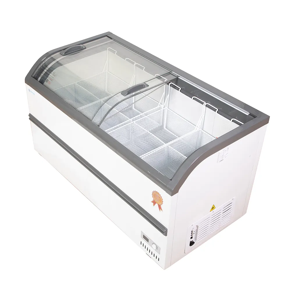 Kulkas es krim 390L penggunaan komersial atas terbuka