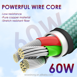 2025最新设计PD 27W C至C 60w彩色高品质3A编织usb-c快速充电线手机流行礼品