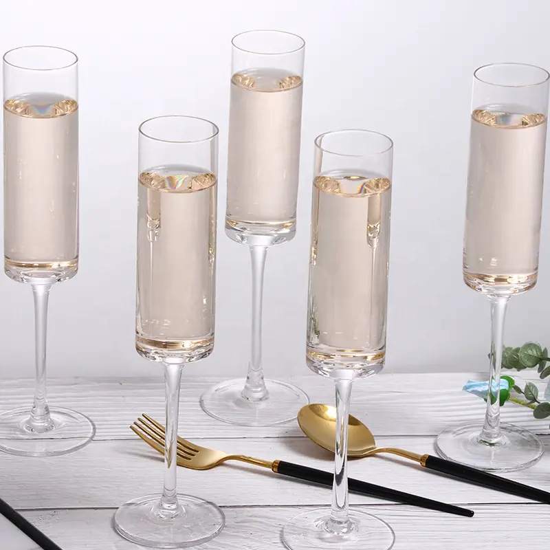 Logotipo personalizado 180ml, festa de casamento sem chumbo, cor clara, champanhe, flautas de vidro