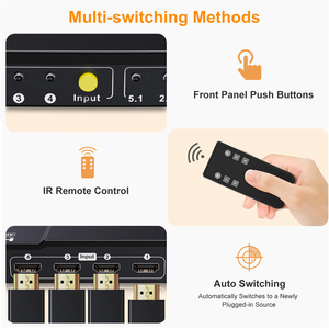 Mart-conmutador 4K con soporte de control remoto por infrarrojos, conmutador de detección de entrada de 4 puertos