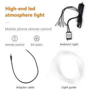 Araba LED iç şerit ışıkları renkli RGB ortam aydınlatma kitleri 64 renk 5 in 1 ile 6m Fiber led ışık tasarım - Product Image 4