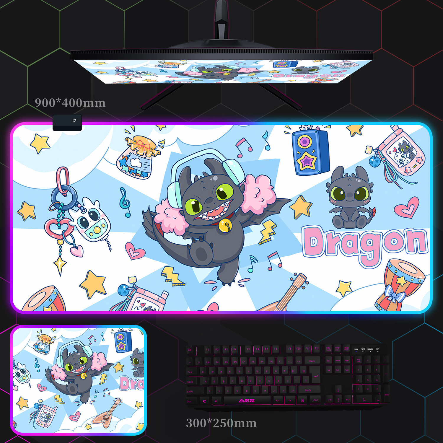Sky blue toothless cub - 4009004mm - packed in a color box