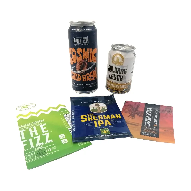 Minfly-Impresión Digital personalizada, etiquetas de manga retráctil de PVC para latas de cerveza artesanales y envoltura de botella de agua, 12 oz