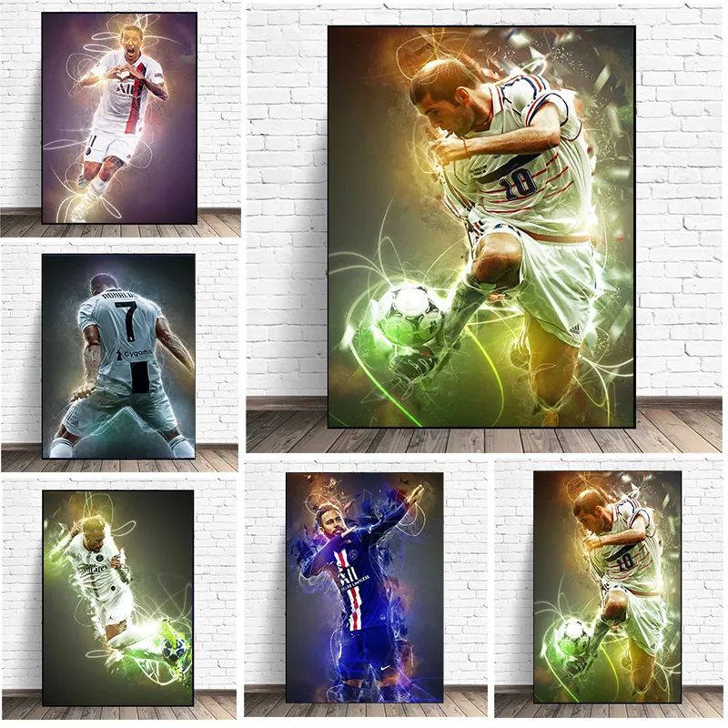 Jogadores de futebol ronaldo e outros jogadores populares retrato arte de parede imagens e pintura de tela para decoração de casa quadros sala de estar