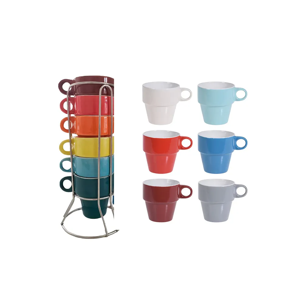 Распродажа, высококачественный Штабелируемый фарфоровый набор чашек, кофейная чайная чашка с блюдцем, набор с металлическим подносом