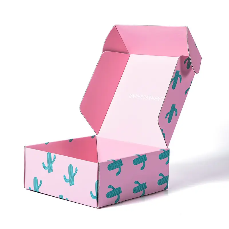 사용자 정의 로고 색상 우편 골판지 상자 배송 패키지 의류 신발 우편함 우편 핑크 배송 상자
