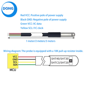 <strong>SHT20</strong>/SHT30/SHT40 Temperature and Humidity Sensor Waterproof Stainless Steel IIC Module Digital I2C Probe - Product Image 2