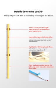 COB <strong>LED</strong> Strip 320 480 <strong>LEDs</strong>/M DC12V 24V <strong>LED</strong> Strip Light 3000K 4000K 6500K 180 Degree Big View Angle Dot Free - Product Image 6