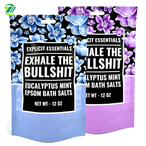 12oz özel baskı açılıp kapanabilir koku geçirmez çanta standı up fermuar kilitli çanta banyo tuzu ambalaj çanta için Euro delik ile - Product Image 1