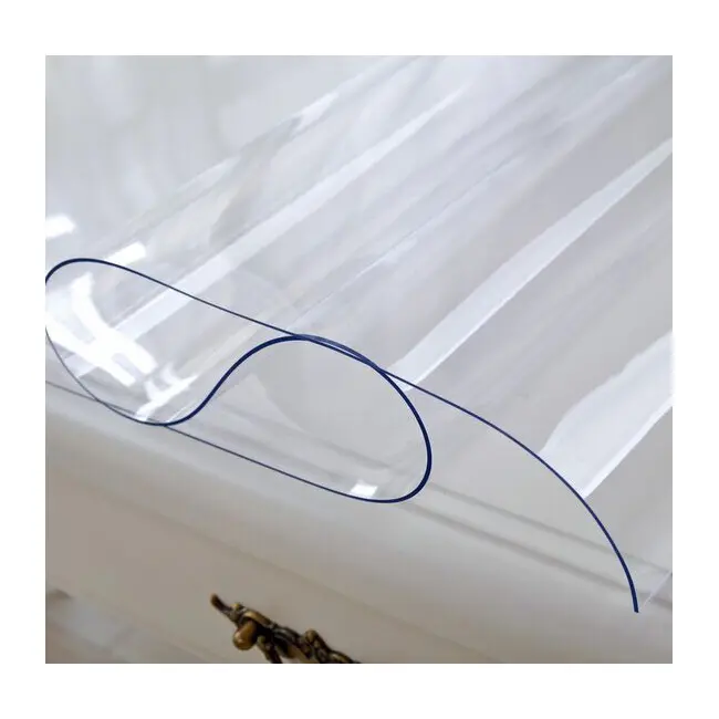 Mantel transparente de pvc, cubiertas de mesa baratas, lámina de película transparente de plástico, fabricación de fábrica