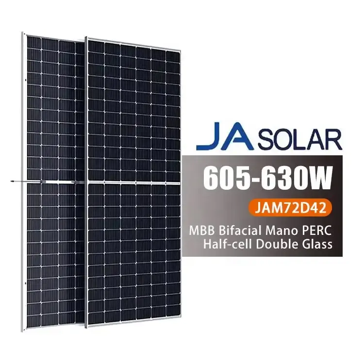 JA Painel Solar Fotovoltaico 635W 630W Tipo N Bifacial 625W 620W Mono Fabricantes de Painel Solar