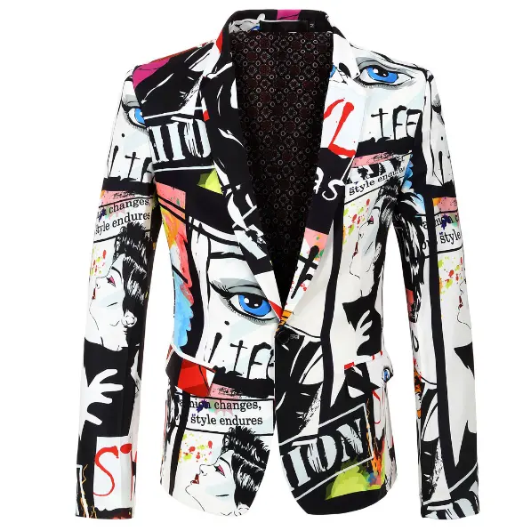 Traje con estampado Floral colorido para hombre, chaqueta ajustada, Blazer informal, traje de cantante de talla grande