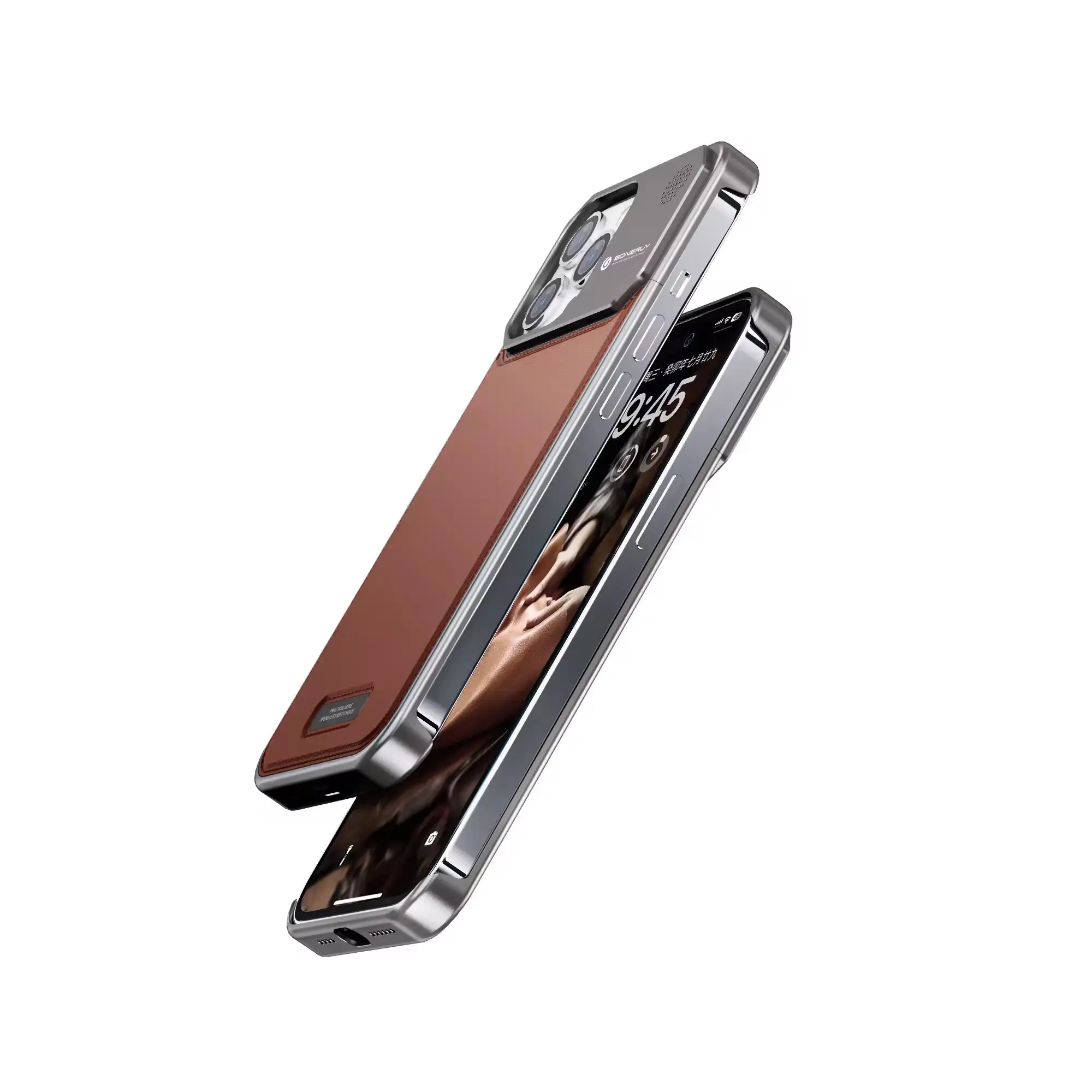2 в 1 Алюминиевый кожаный магнитный чехол для телефона для iPhone 13 14 15 Pro Max металлический безрамный чехол для ароматерапии противоударный чехол