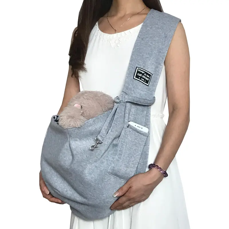 Hond Gewatteerde Papoose Sling, kleine Pet Sling Carrier Handen Gratis Carry Verstelbare Schouderriem Omkeerbare Draagtas Met Een Pocket S