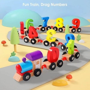 Kids Educational Digital Train Figure Model <strong>Blocks</strong> Wooden Train <strong>Building</strong> <strong>Blocks</strong> Puzzle Toy Set With Numbers <strong>Pattern</strong> 0~9 Car