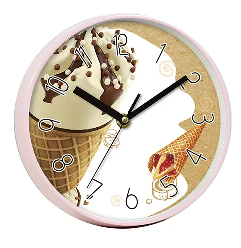 Oem reloj de cosina Cheap Plastic Ice Cream Kitchen Small Round Clock