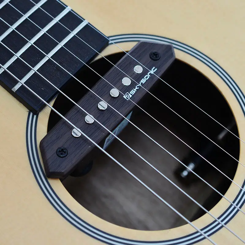 Skysonic пассивная акустическая гитара Звук отверстие пикап хамбакер A-810 чистый звук с тон и регулятор громкости отделкой под натуральное дерево