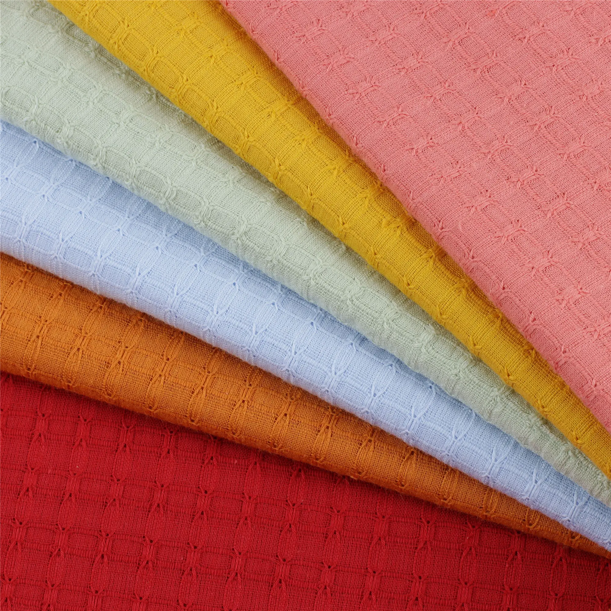 Couleur personnalisée léger uni teint tissu de vêtement d'enfants confortable coton Jacquard tissu de rideau Jacquard