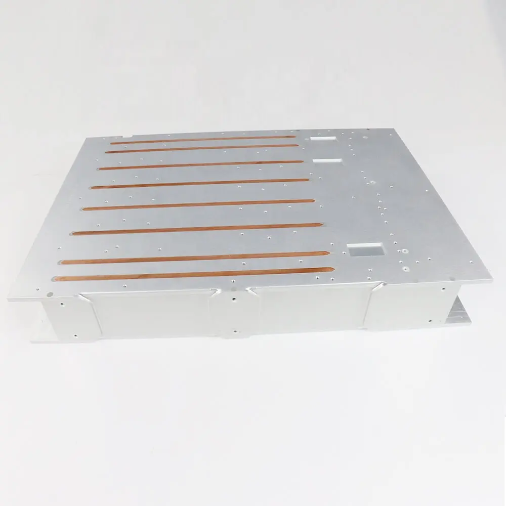 Perfil de aluminio personalizado 400W aleta apilada disipador de calor fibra óptica placa fría líquida
