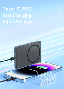 Banco de energía inalámbrico de metal magnético súper fino de 15W, 5000mAh, PD20W, Banco de energía de carga rápida con salida de entrada tipo C para iPhone 15 - Product Image 4