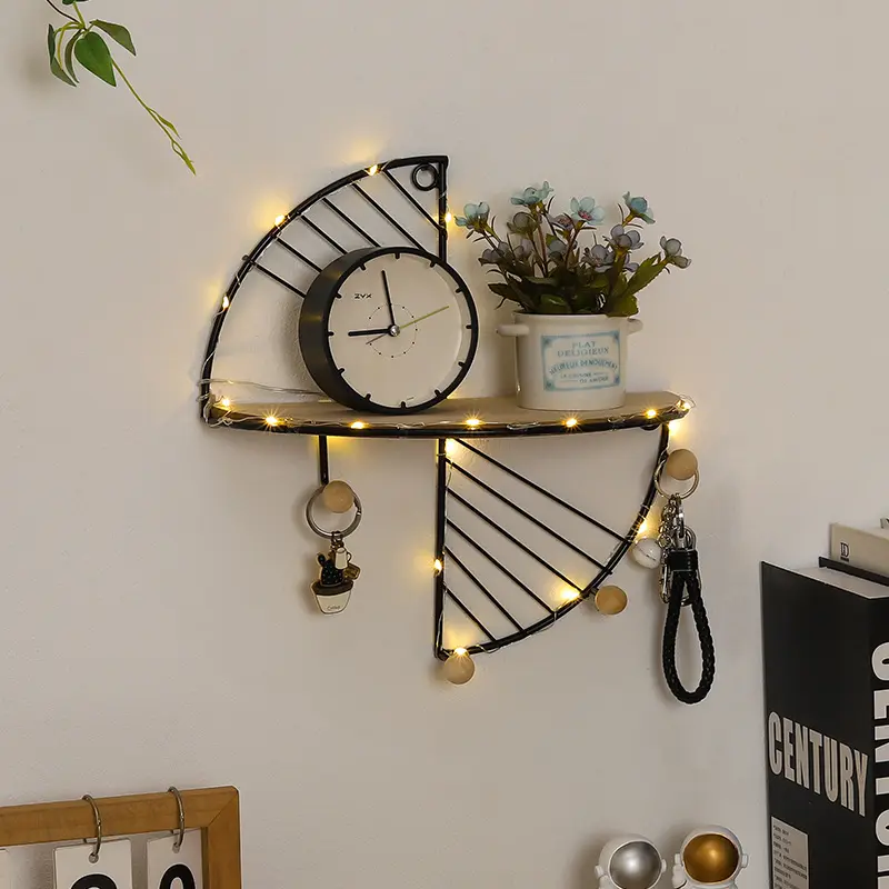 Acessível luxo estilo parede metálica armazenamento rack decoração objetos decorativos pendurado