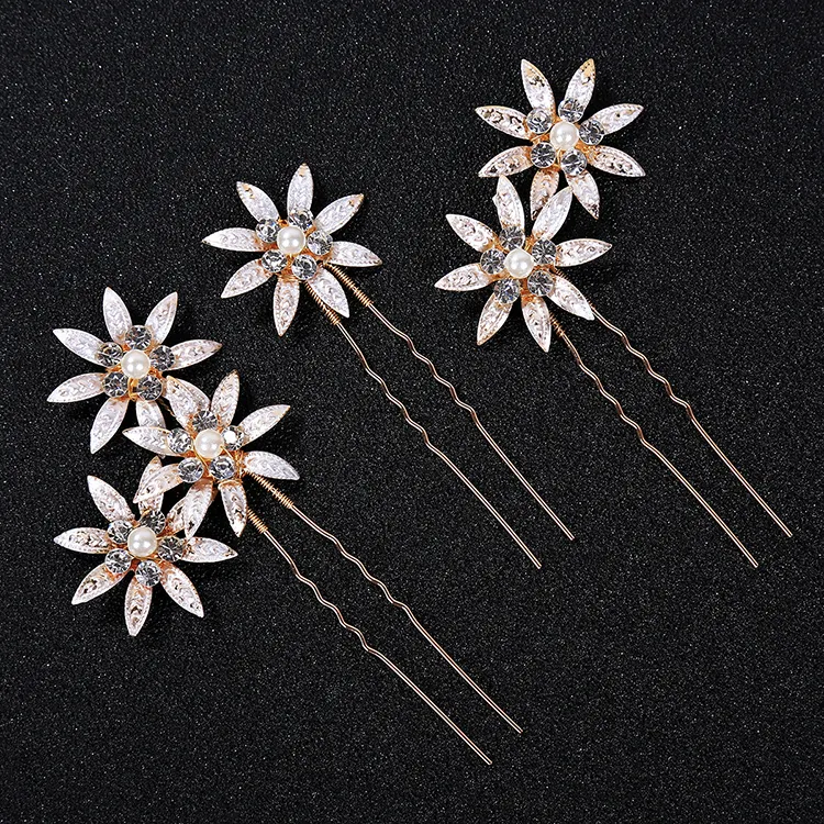 Handmade Wedding Tóc Clips Bridal Cặp Tóc Đảng Trang Trí Headpiece Trang Sức Pha Lê Rhinestone Floral Leaf Kẹp Tóc Cho Phụ Nữ