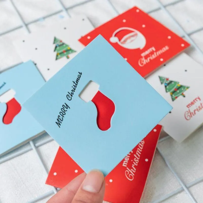 Toptan özel baskılı noel tebrik kartları noel etiketleri zarf mesaj kartları ile doğum günü hediyesi kartları