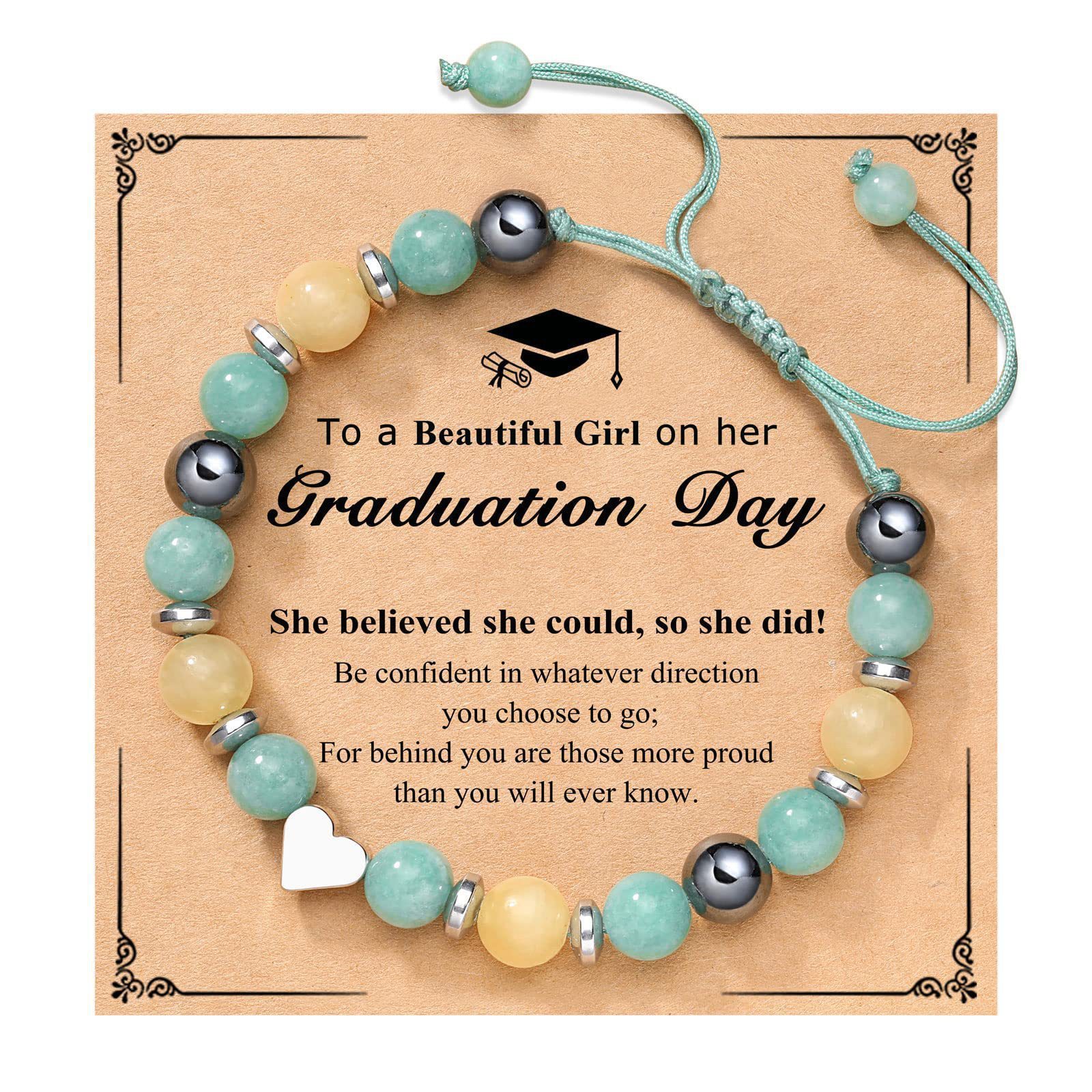 Tarjeta de la pulsera del corazón Graduación Chica