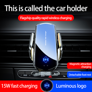 15Wカーワイヤレスチャージャー磁気急速充電ステーションエアベントタッチボタン車の携帯電話ホルダー