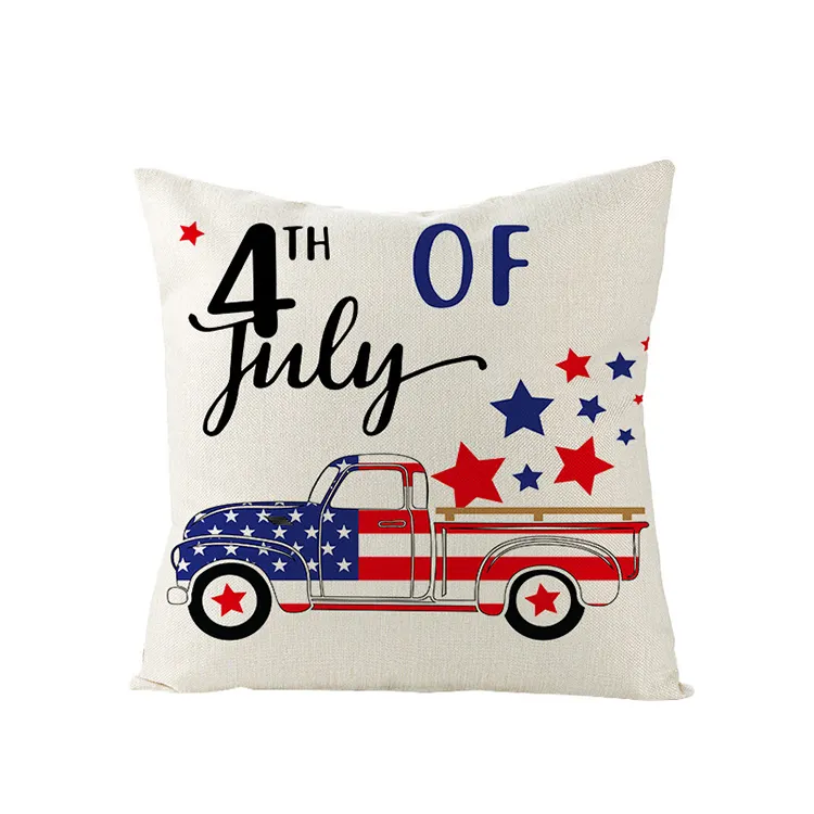 45 * 45cm five star stripe independent day linen pillow case household goods sofa linen cushion cover independent day decoration