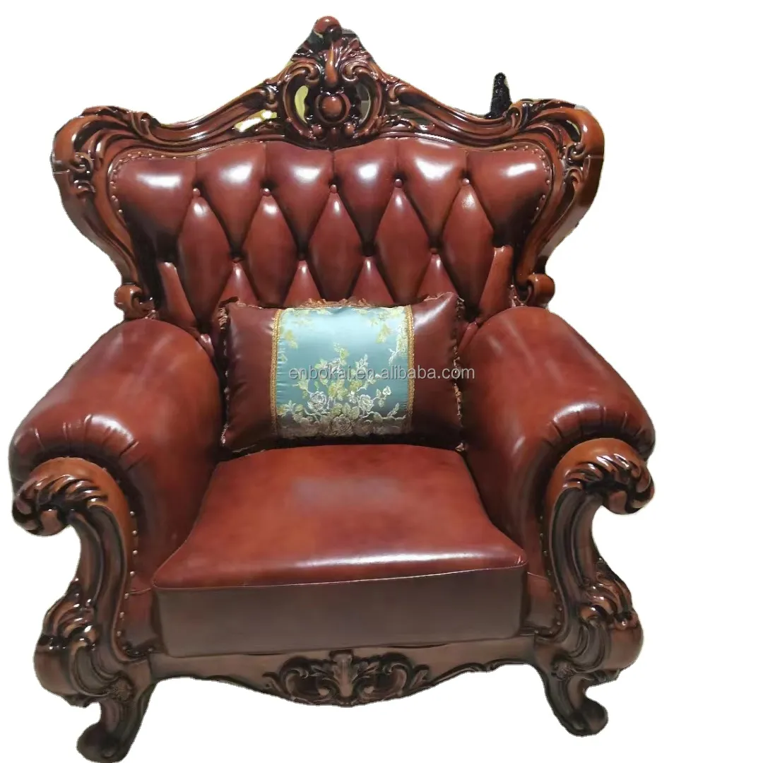 Hot vendendo clássica madeira maciça Frame couro sofá para sala de estar casa móveis