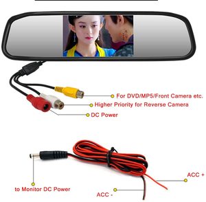 4.3英寸汽车视频监视器汽车后视镜液晶显示屏12v-24v通用安装夹式电流镜2路RCA输入 - Product Image 5
