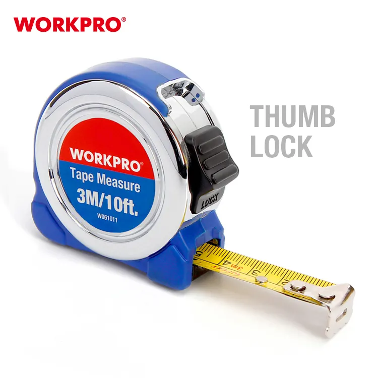 WORKPRO-Mini cinta métrica de bolsillo, 3M(10 pies), métrica, promocional, cromado, telescópica automática, medidas de cinta de acero