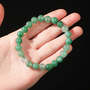 JD GEMS 세미 귀중한 라운드 스톤 비즈 탄성 팔찌 천연 아프리카 녹색 dulong 옥 팔찌 - Product Image 4