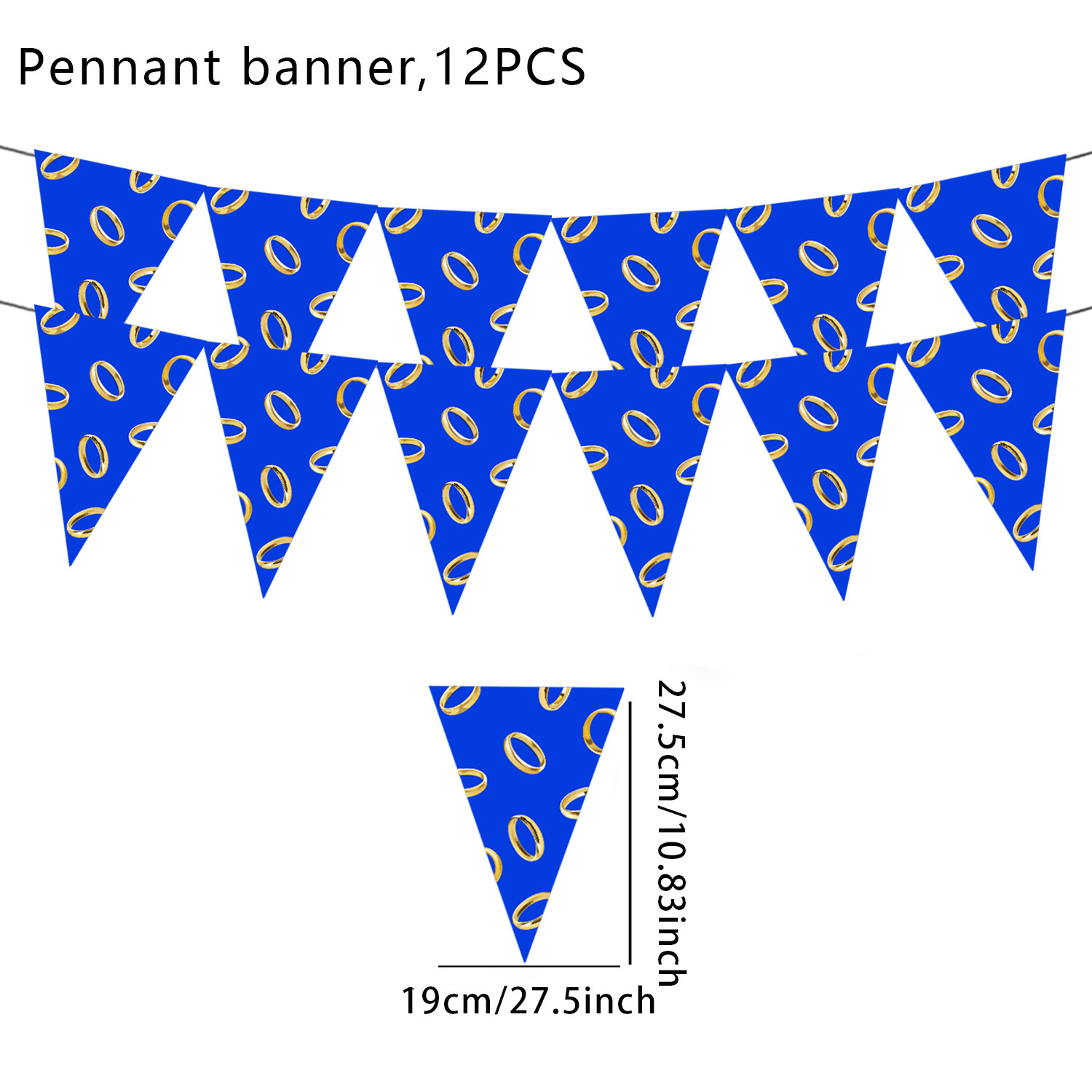 Banderas triangulares 12uds-sonic azul