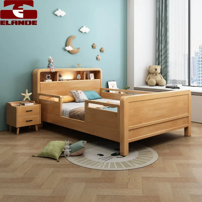 Cama de madera maciza para niños, marco de cama, listones de madera, estantería caliente de madera de álamo, estilo de almacenamiento de tiempo, embalaje convertible, muebles modernos