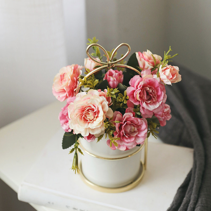 Ensemble rond rose azalée dorée