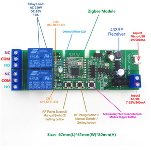 Módulo de interruptor de relé inteligente Zigbee eWelink 1-4 canales AC/DC 7-32V USB RF/APP Control remoto inalámbrico Smart Home Work con Alexa - Product Image 5